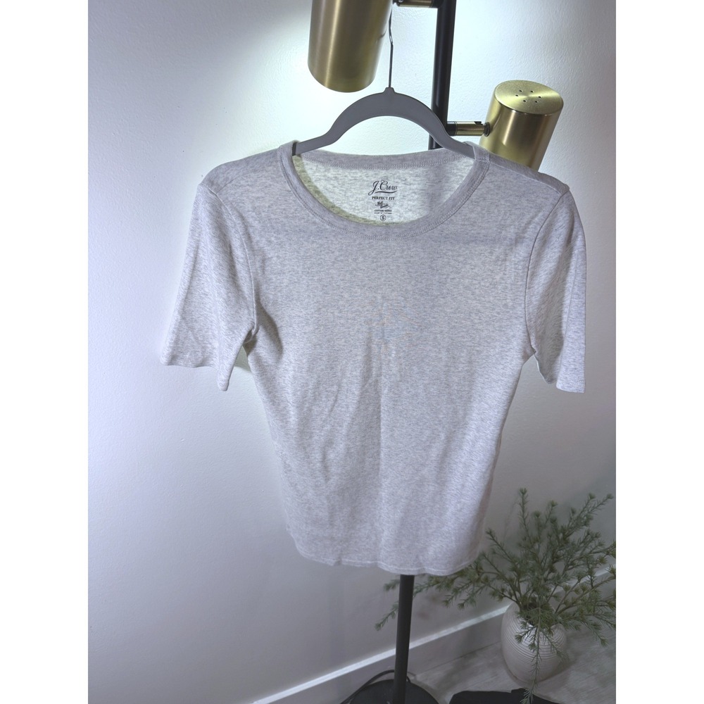 J.Crew perfect tee oatmeal gray heathered fall layering clean look easy wear SM
